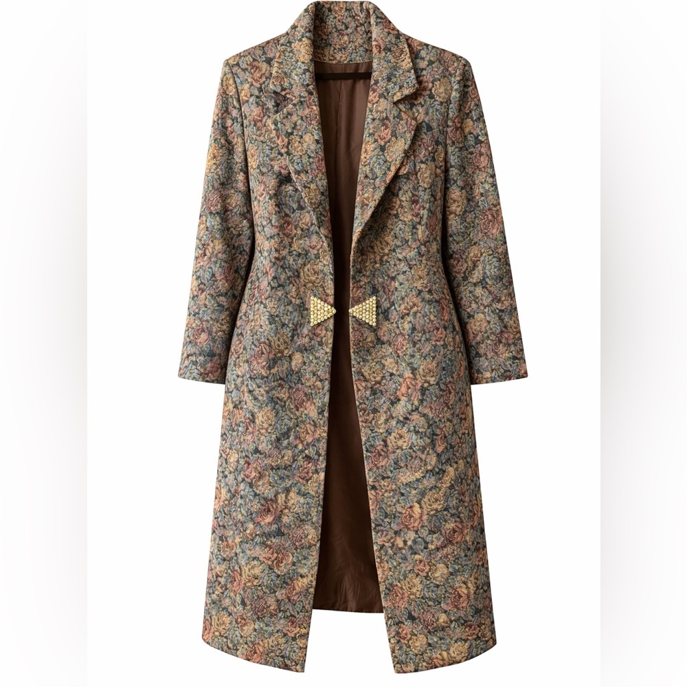 Vintage Floral Tapestry Long Women's Coat - KB Stella Louis